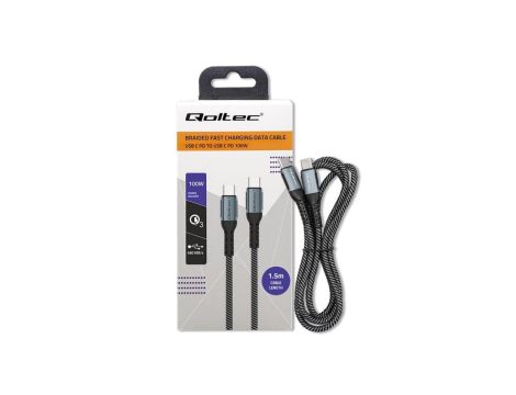 Qoltec Kabel USB 2.0 typ C USB 2.0 typ C 100W QC 3.0 PD 1.5m Czarny