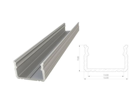 Nawierzchniowy profil LED anoda srebrny 9x16mm 2010mm AL12-GLS2-AS-2020 GLALU