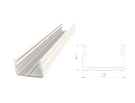 Nawierzchniowy profil LED biały lakier 9x16mm 2010mm AL12-GLS2-LW-2020 GLALU