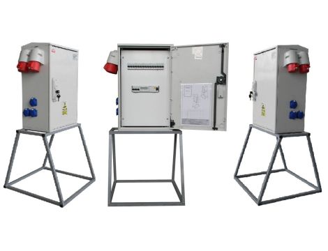 Rozdzielnica elektryczna budowlana na stojaku + licznik 3F (6x2P+Z, 2x16A/5P, 2x32A/5P) RB40x60-K63-00226Z-PL