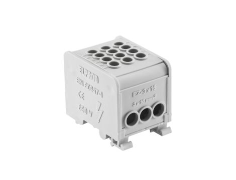 Odgałęźnik instalacyjny 1-torowy (3x16mm/3x16mm) LZ1*16/16/16 mocowanie na TS 35, szary 84170002