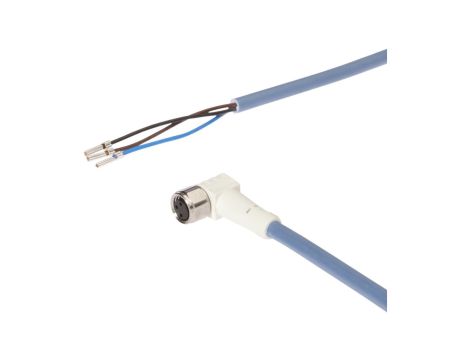 Kabel połączeniowy, 10m, M8 żeński (gniazdo) 3pin kątowy, Końcówka wolna, 3x0,34mm, VKA0L071