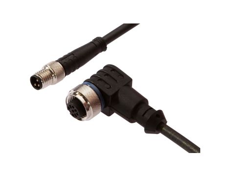 Kabel połączeniowy, 2m, M12 żeński (gniazdo) 3pin kątowy, M8 męski (złącze) 3pin prosty, VK200F60
