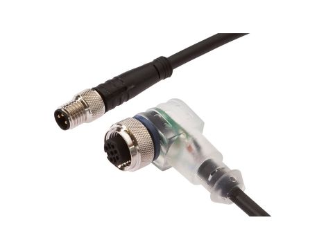 Kabel połączeniowy, 3m, M12 żeński (gniazdo) 3pin kątowy, M8 męski (złącze) 3pin prosty, VK300F62