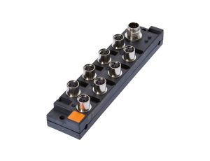 Rozdzielacz, 29x136x30mm, 10-30V DC, 8x M8 3pin, M12 12pin, IP67, PBT, z wyświetlaczem LED, 1,5A, VK001023