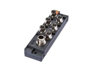 Rozdzielacz, 29x113x30mm, 10-30V DC, 6x M8 3pin, M12 12pin, IP67, PBT, z wyświetlaczem LED, 1,5A, VK001022