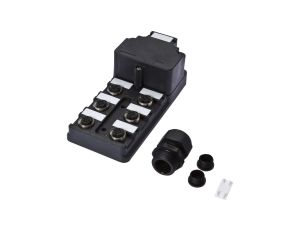 Rozdzielacz, 6x M12 5pin, PBT, M20 x 1,5 z tworzywa sztucznego, ze złączką M20x1,5, VK000008