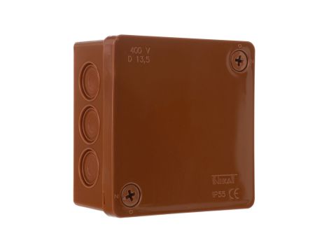 Puszka n/t herm. 86x86x40 12 wlotów dławik brąz