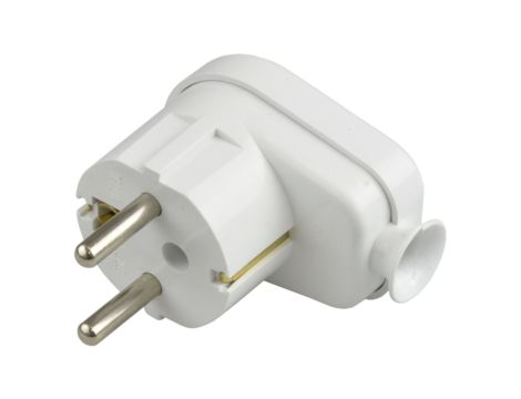 Wtyczka kątowa 2P+Z, biała,WT-16U/BIAŁY