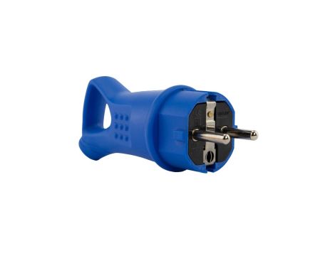 Wtyczka gumowa na kabel z uchwytem 16A 230V IP44 niebieska