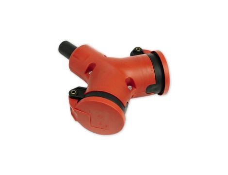 Rozgałęźnik podwójny hermetyczny IP44 z uziemieniem i zatyczkami 16A 230V 24212-r