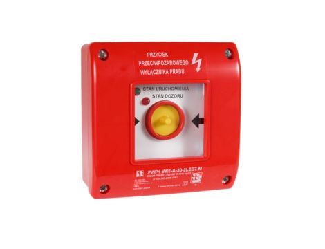 Przycisk przeciwpożarowy natynkowy ROP z diodami IP65 PWP1-W01-A-11-2LED7