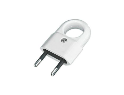 Wtyczka prosta z uchwytem płaska b/u 2,5A 250V biała ZN-11-BI