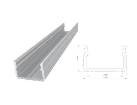 Nawierzchniowy profil LED surowy 9x16mm 2010mm AL12-GLS2-RW-2020 GLALU