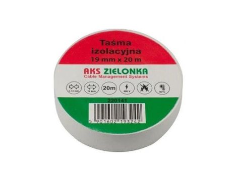 Taśma izolacyjna 19mm/20m biała AKS