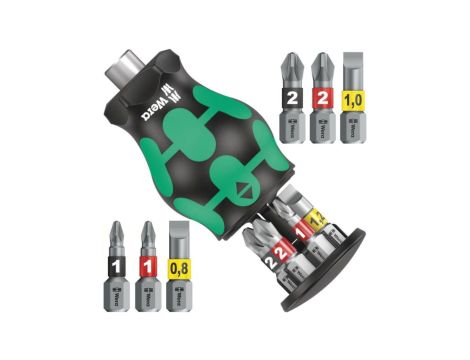Uchwyt z magazynkiem Stubby + 6 bitów 1/4 2 WERA