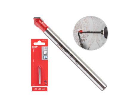 Wiertło do szkła i ceramiki 5x50mm z uchwytem sfazowanym MILWAUKEE