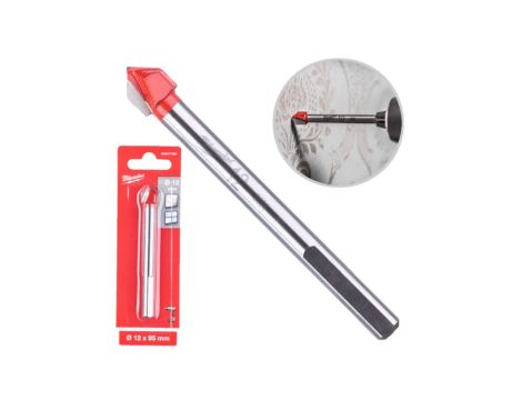 Wiertło do szkła i ceramiki 12x95mm z uchwytem sfazowanym MILWAUKEE