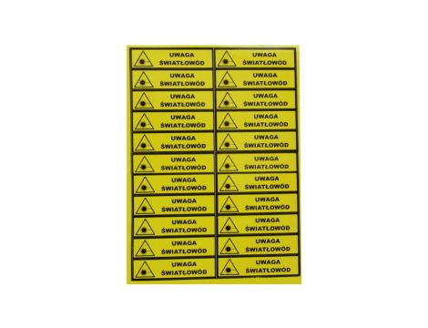 Tabliczka znak ostrzegawczy UWAGA ŚWIATŁOWÓD 22szt