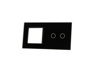 Livolo CZARNY PANEL SZKLANY 2 + MIEJSCE NA GNIAZDO 702G-62