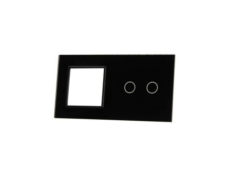 Livolo CZARNY PANEL SZKLANY 2 + MIEJSCE NA GNIAZDO 702G-62