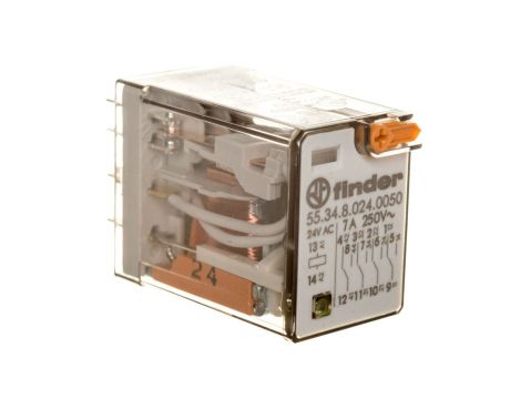 Przekaźnik przemysłowy 4P 7A 24V AC przycisk testujący LED 55.34.8.024.0050