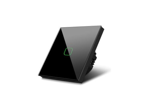 Dotykowy włącznik światła Maclean, pojedynczy, schodowy, krzyżowy, szklany, czarny z kwadratowym podśw. przycisku, 86x86mm, MCE7