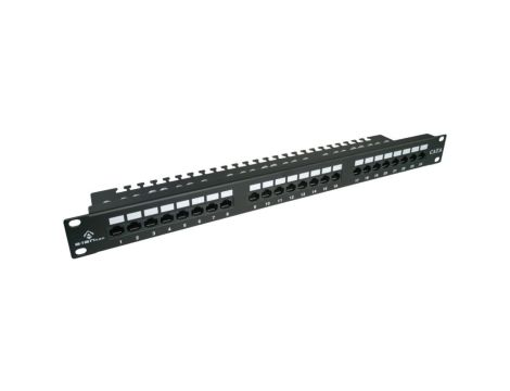Patch panel UTP kat.6, 24 porty LSA z półką 1U PK001