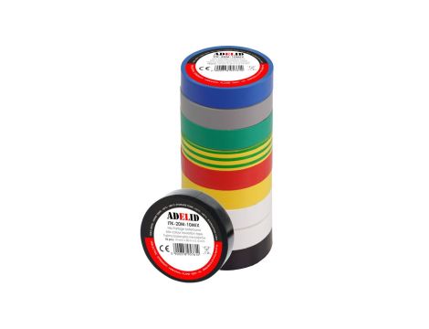 Taśma izolacyjna 20m PVC multikolor wodoodporna 19mm 10SZT.