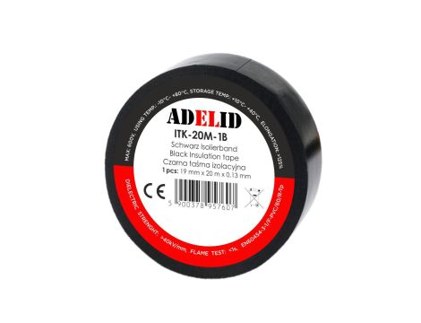 Taśma izolacyjna 20m PVC czarna wodoodporna 19mm 1SZT.
