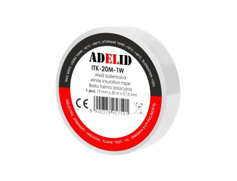 Taśma izolacyjna 20m PVC biała wodoodporna 19mm 1SZT.