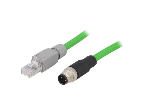 Adapter męski M12 RJ45 4-pin prosty 2m VDOGH040MSS0002X04GXS