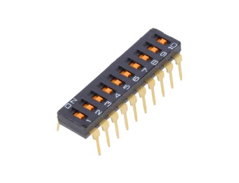 Przełącznik DIP-SWITCH liczba biegunów 10 ON-OFF A6T0102