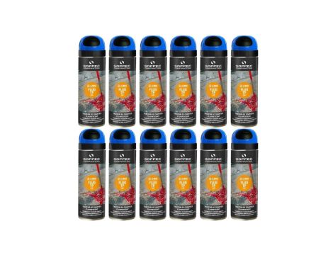 Farba geodezyjna do znakowania spray niebieska 12 sztuk SOPPEC Fluo T.P.