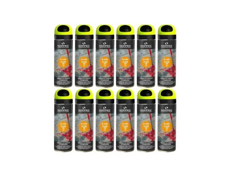 Farba geodezyjna do znakowania spray żółta 12 sztuk SOPPEC Fluo T.P.