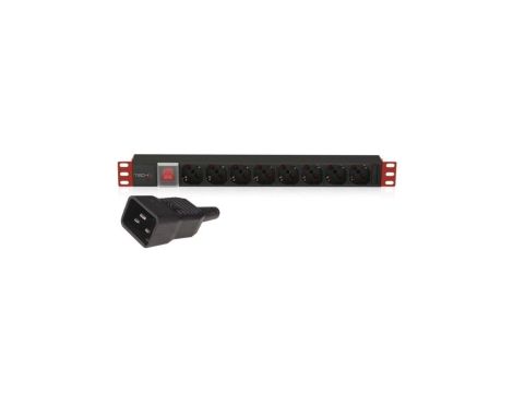 Listwa Zasilająca Rack 1U 8x Schuko/UNEL, Kabel C20 3m, 16A