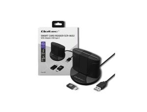 Qoltec Inteligentny czytnik chipowych kart ID SCR-0632 USB 2.0 + Adapter USB-C
