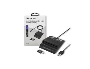 Qoltec Inteligentny czytnik chipowych kart ID SCR-0636 USB 2.0 + Adapter USB-C