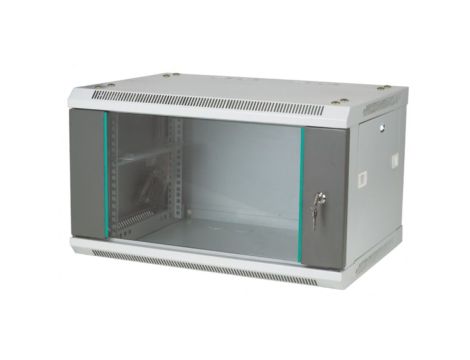 Szafa rack wisząca 19 cali 4U 600x450, niedzielona, drzwi szklane, kolor szary