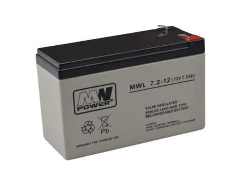 Akumulator VRLA AGM 12V 7,2Ah (żywotność 10-12lat) MWL 7,2-12L