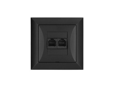 OPAL Gniazdo komputerowe podwójne 2xRJ45 2x8pin zacisk krone LSA+ czarny mat GTP-22 Op CZ/MAT