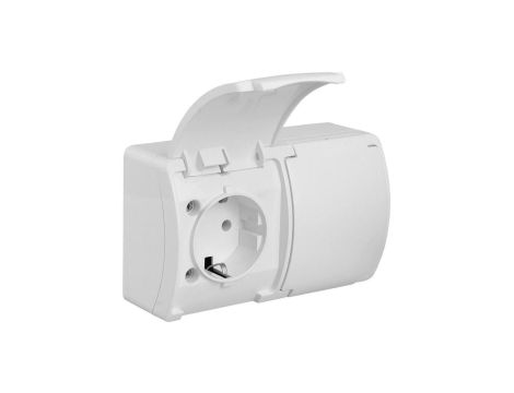 KOALA Gniazdo podwójne SCHUKO natynkowe wodoodporne IP44 białe 182-01