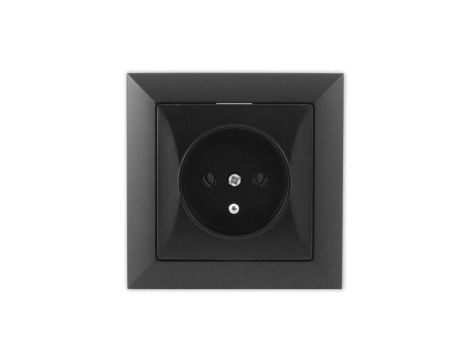 OPAL Gniazdo pojedyncze z uziemieniem czarny mat GPt-16 Op CZ/MAT