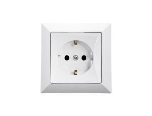OPAL Gniazdo pojedyncze z uziemieniem Schuko białe GPt-17 Op BI