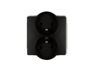 DECO Gniazdo podwójne Z/U do ramki czarny mat 12DGPR-2z