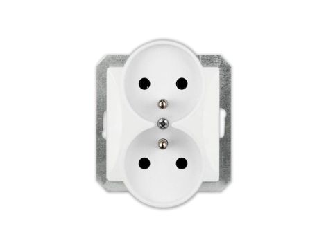 OPAL Gniazdo podwójne z uziemieniem do ramki białe GPt-6/m Op BI