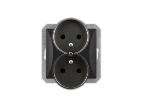 OPAL Gniazdo podwójne z uziemieniem do ramki czarny mat GPt-6/m Op CZ/MAT