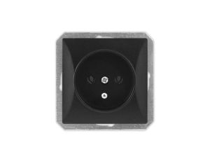 OPAL Gniazdo pojedyncze z uziemieniem do ramki czarny mat GPt-16/m Op CZ/MAT