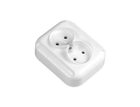 TURKUS Gniazdo podwójne natynkowe bez uziemienia białe GNt-5T