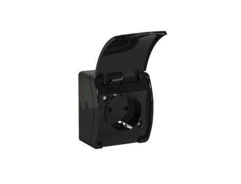 KOALA Gniazdo pojedyncze SCHUKO natynkowe wodoodporne IP44 czarne 181-05